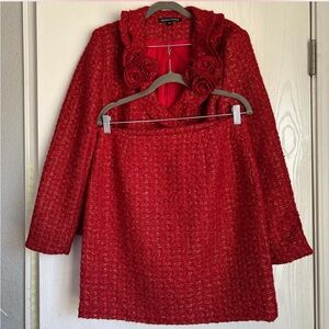 Red Boston Proper size 10 tweed jacket and skirt